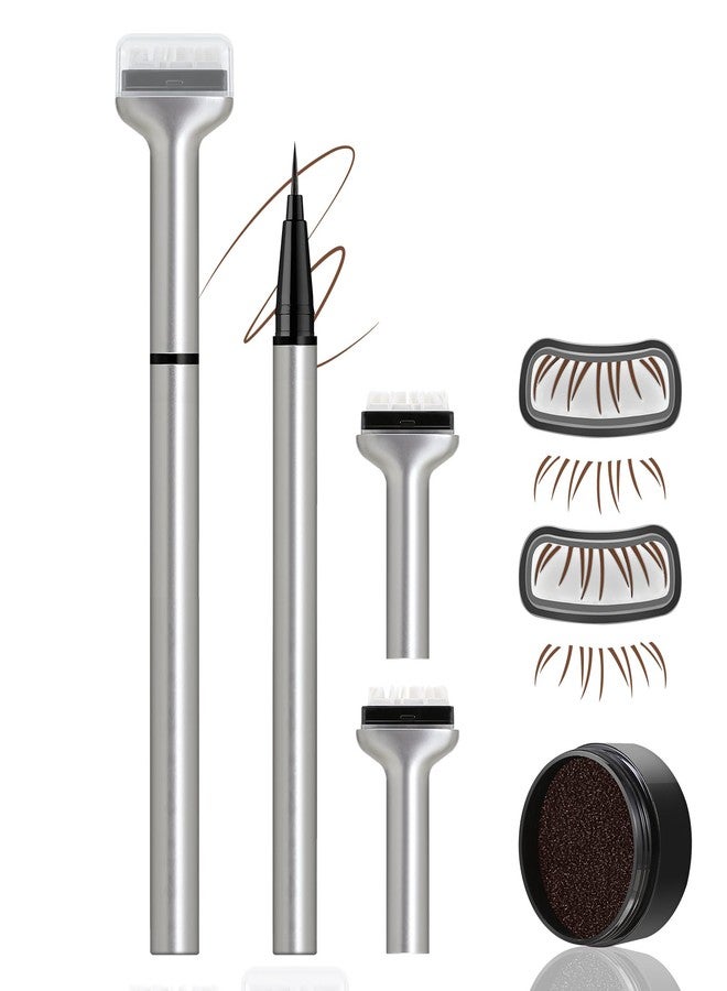 GEUUFEA Lower Eyelash Stamp & Eyeliner, 2 In 1 Lower Lash Stamp Kit Waterproof, Quick Eye Makeup Tool for Beginners, Reusable Natural Lash Effect (Black) - Image 1